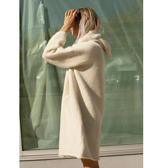 Lauren Manoogian Capote Alpaca Wool Coat Coatigan Hooded Sweater Jacket Cardigan - Picture 7 of 16